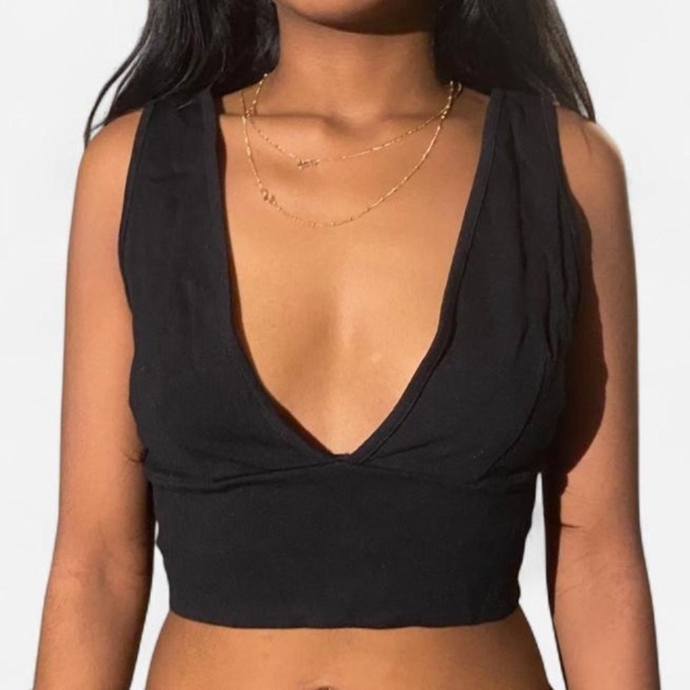 Elegant Black Deep V-Neck Crop Top